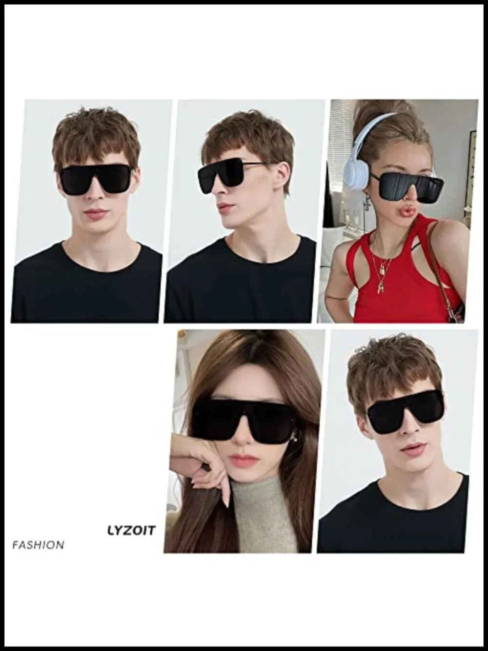 Rimless Oversized Square Sunglasses UV400 Shield Frameless Sun Glasses